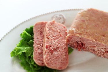 sliced luncheon meat on dish