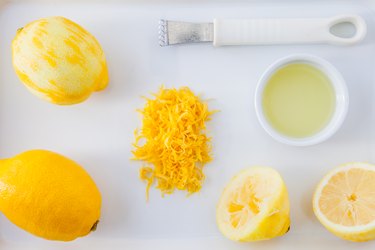 Baking ingredients for a lemon cake