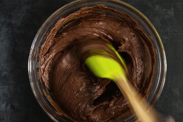 Mixing chocolate batter in bowl