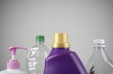 Plastic bottle with copy space in white background
