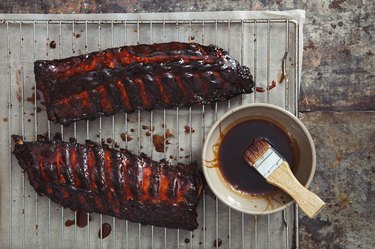 Pomegranate and red wine glazed pork ribs