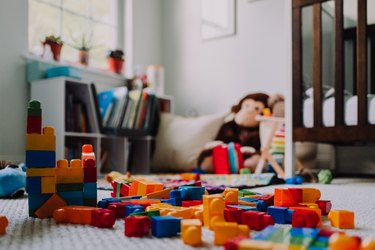 Messy blocks in child's room