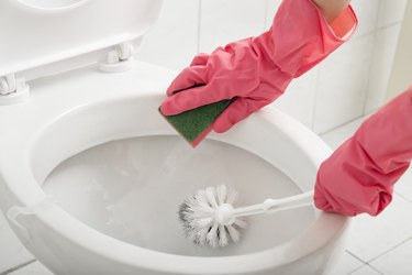 Scrubbing toilet