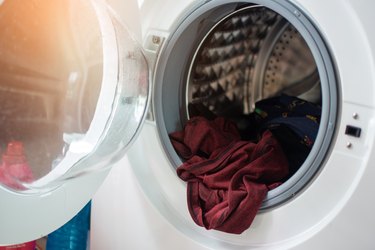 Close-Up Of Textile In Laundry Machine