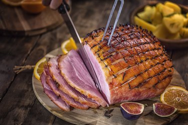 Carving Glazed Holiday Ham with Cloves