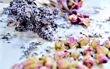 A bouquet of lavender flowers with dried flowers to decorate