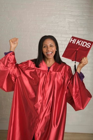 Graduation cap and shop gown fancy dress