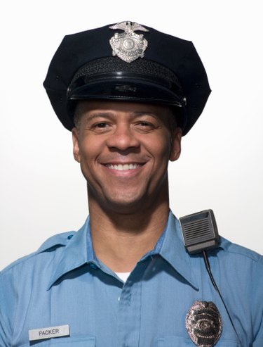 Sketch Of Police Officer In Uniform With Badge And Peaked Hat With