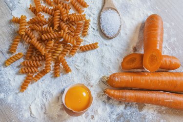 Raw pasta, italian food close-up