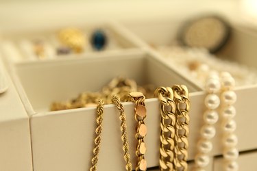 Close-Up Of Necklaces In Box
