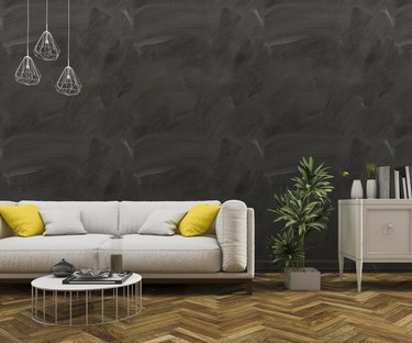 3D Rendering Loft Black Wall Met Sofa In Sitkamer