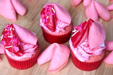 pink fortune cookie cupcake toppers