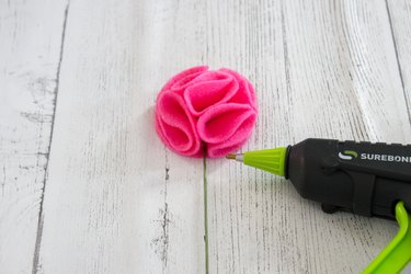 attach stem to pink rose