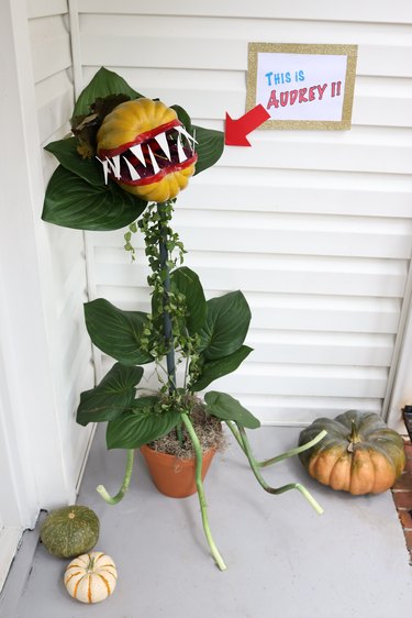 DIY Audrey 2 plant from Little Shop of Horrors on Halloween porch
