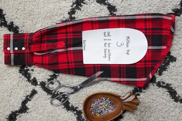 Take an old flannel shirt that's been hanging around the thrift store or maybe even a loved ones old shirt to create some mittens.