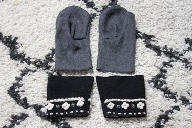 Take an old flannel shirt that's been hanging around the thrift store or maybe even a loved ones old shirt to create some mittens.