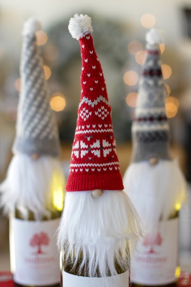 Holiday gnome bottle topper