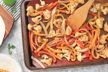 Bake cauliflower, bell peppers and onions