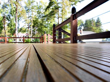 Wooden terrace seen from the floor