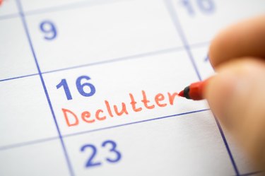 Monthly calendar showing "Declutter" in box for day