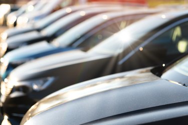 New cars at a car dealership