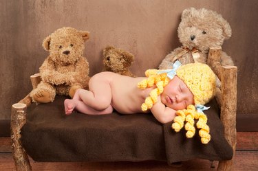 Newborn Baby Girl Wearing a Goldilocks Costume