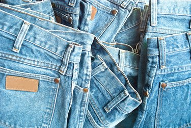 Full Frame Shot Of Jeans For Sale At Market Stall