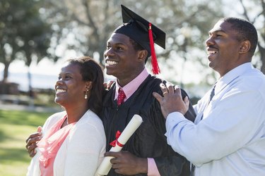 African American graduate with proud parents