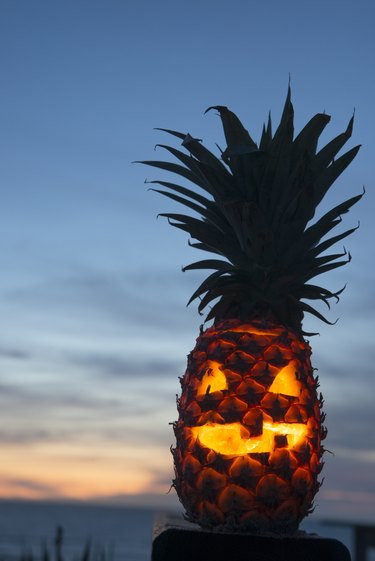 Carved Halloween pineapple