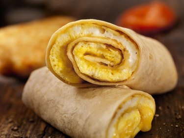 Egg and cheese omelet breakfast wrap