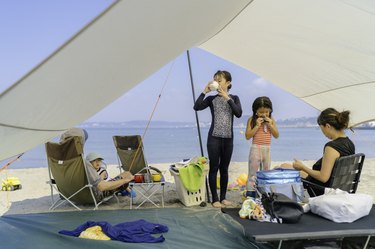 Family enjoying their time in nature at beach