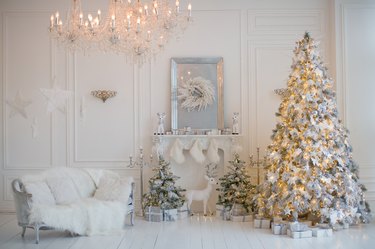 Cozy white Christmas interior room