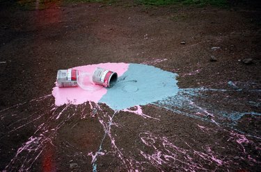 Spilt pink and blue paint