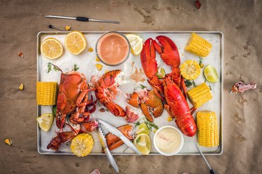 Delicious Cooked Lobster with Sweetcorn, lemon and Dipping Sauce