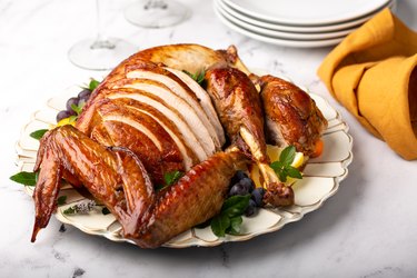 Carved roasted turkey