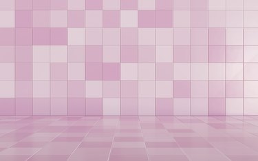 Pink ceramic tile wall and floor