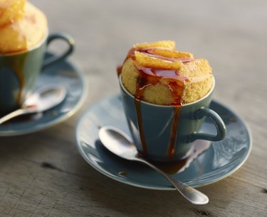 Baked cake in cup