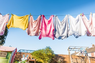 Clothes Drying On A Washing Line Having Been Washed.