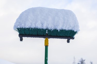 Overnight snow accumulation on a push broom