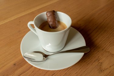 Espresso With Chocolate Finger, Saucer and Spoon