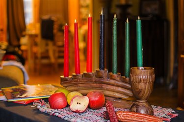 Kinara candles for Kwanzaa celebration