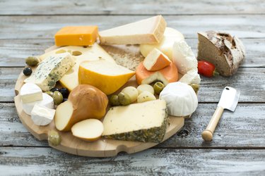 Platter with different cheeses