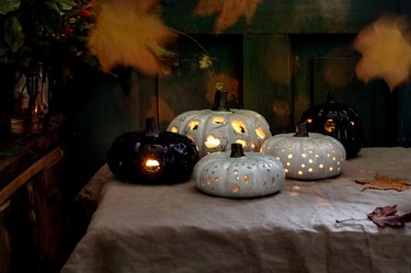 Halloween decorations, hand crafted ceramic pumpkins