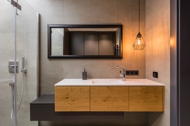 Bathroom with integral countertop sink