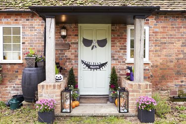 Door Of House Decorated For Halloween Trick Or Treating