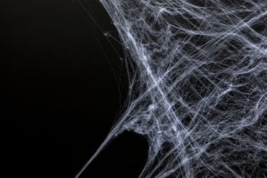 Dark halloween background with fake spider webs