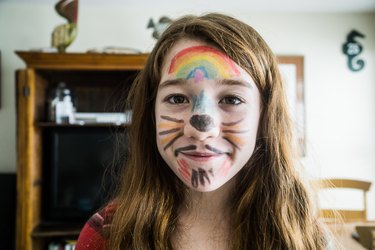 Teenage girl with homemade face painting