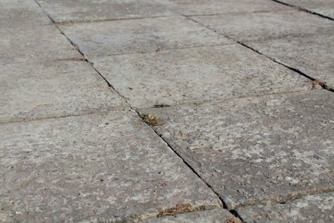 Old paving slabs. Close-up. selective focus. Top view. Background. Texture.