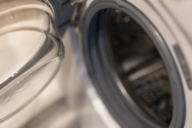 close-up of empty washing machine
