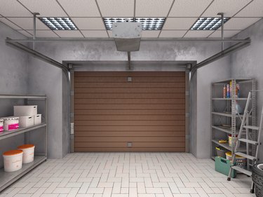 Garage with shelves